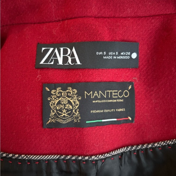 ZARA MANTECO Wool Blend Double Breasted Long Coat Red S - Picture 5 of 17